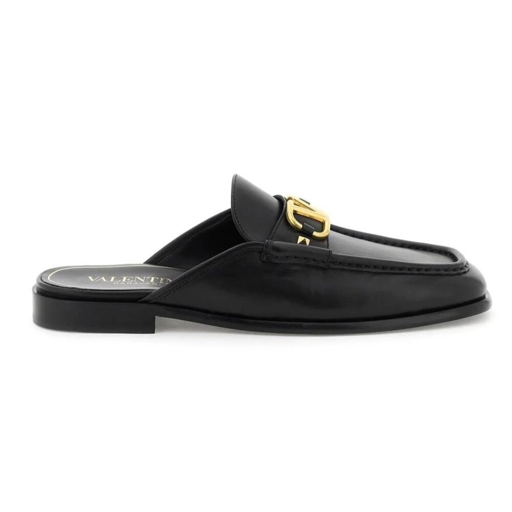VALENTINO GARAVANI Men's V-Logo Leather Loafer BLACK SHOES SIZE 40 NEW - Picture 2 of 9